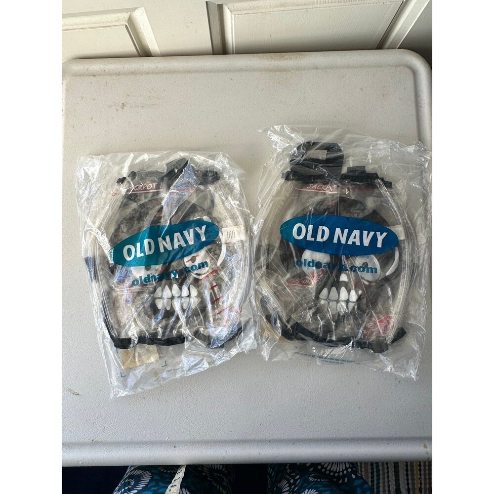 Vintage New NIP 2 Old Navy Kids Skeleton Halloween Trick Or Treat Plastic Bags